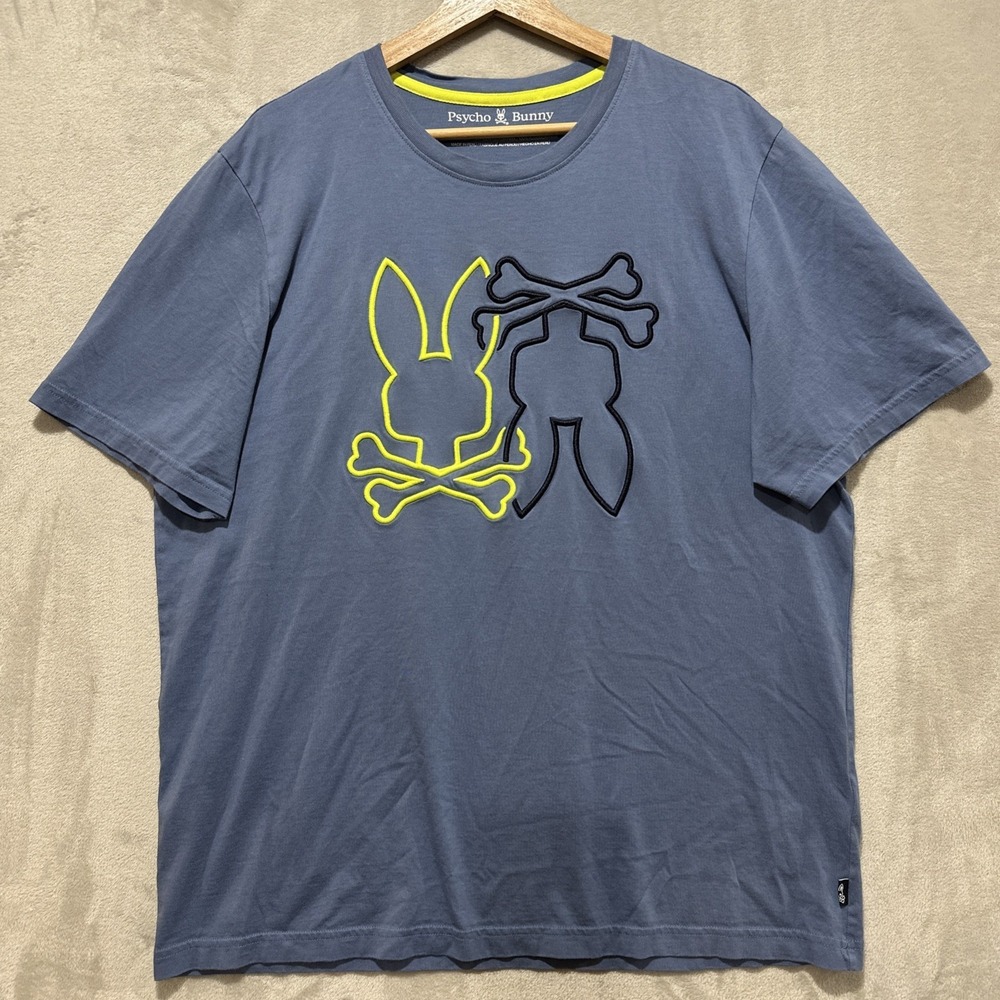 Psycho Bunny Winston Embroidered Tee Men's 8 Blue Short Sleeve Ribbed Crew Neck